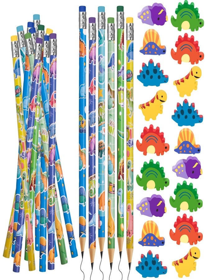 InkShine Dinosaur Party Favors Dinosaurs Pencils Erasers 72Pcs Cartoon Wooden Pencils Erasers for Birthday Party Favors Reward School Supplies Parties Bag Fillers Christmas Gift(Dinosaur) - Image 1