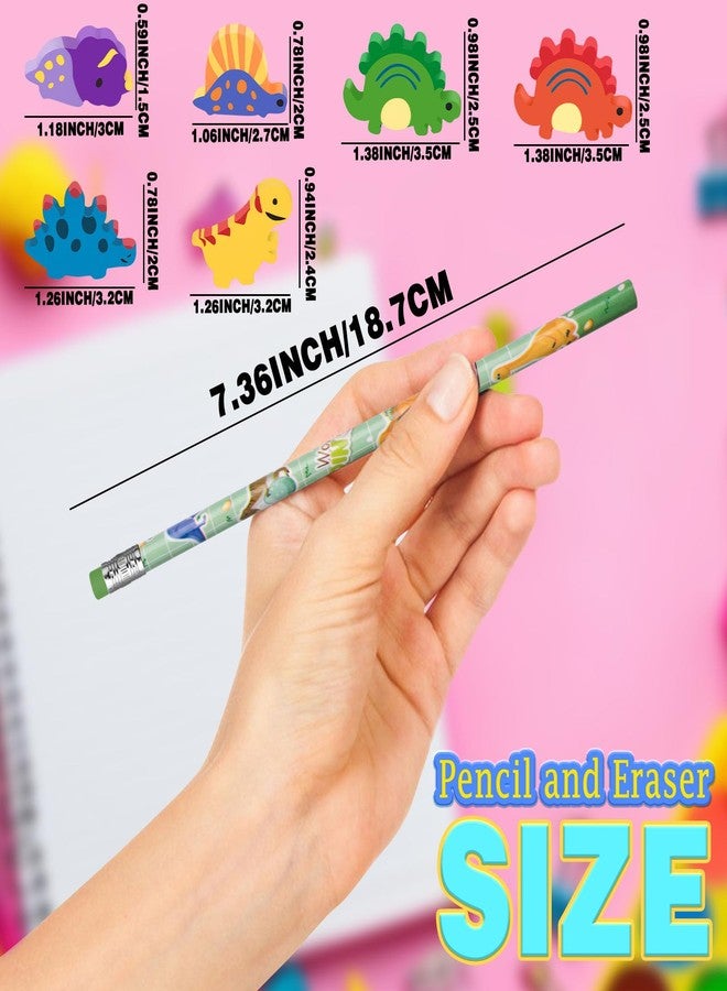InkShine Dinosaur Party Favors Dinosaurs Pencils Erasers 72Pcs Cartoon Wooden Pencils Erasers for Birthday Party Favors Reward School Supplies Parties Bag Fillers Christmas Gift(Dinosaur) - Image 2
