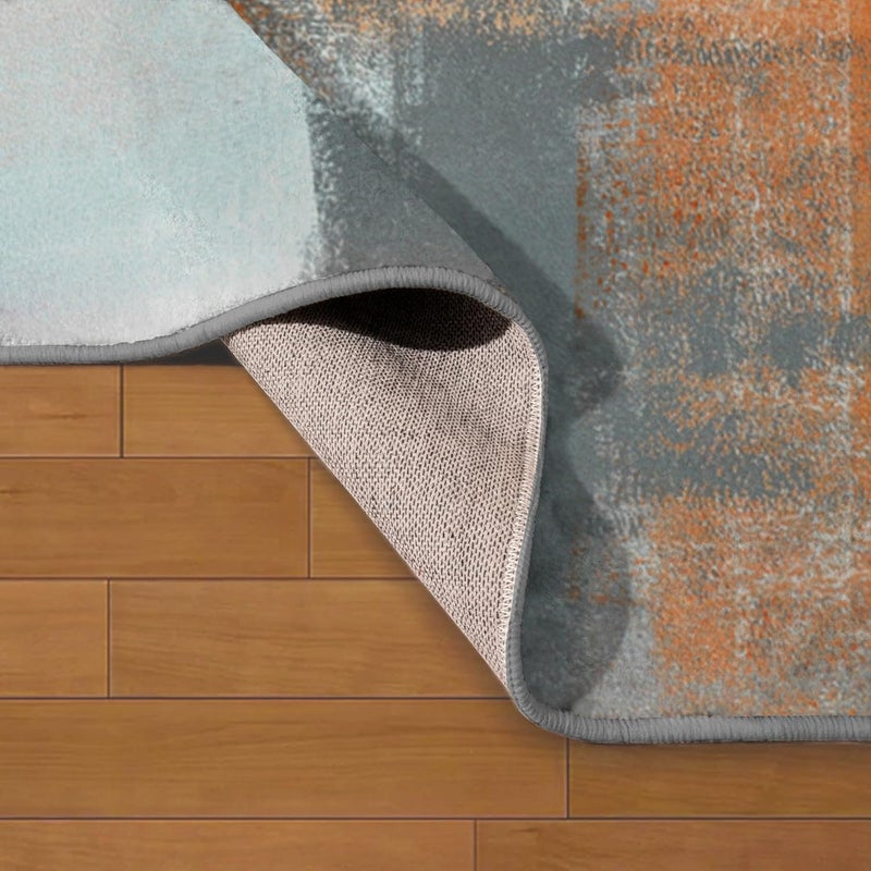 LOKMU Non-Slip Area Rugs Orange and Grey White Abstract Art Home Decor Rugs Carpet for Classroom Living Room Bedroom Dining Kindergarten Room 5'x7' - Image 5