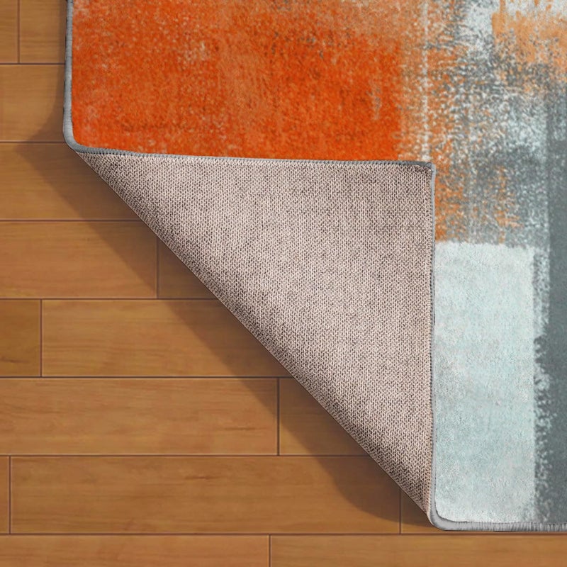 LOKMU Non-Slip Area Rugs Orange and Grey White Abstract Art Home Decor Rugs Carpet for Classroom Living Room Bedroom Dining Kindergarten Room 5'x7' - Image 4