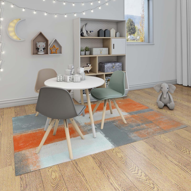 LOKMU Non-Slip Area Rugs Orange and Grey White Abstract Art Home Decor Rugs Carpet for Classroom Living Room Bedroom Dining Kindergarten Room 5'x7' - Image 3