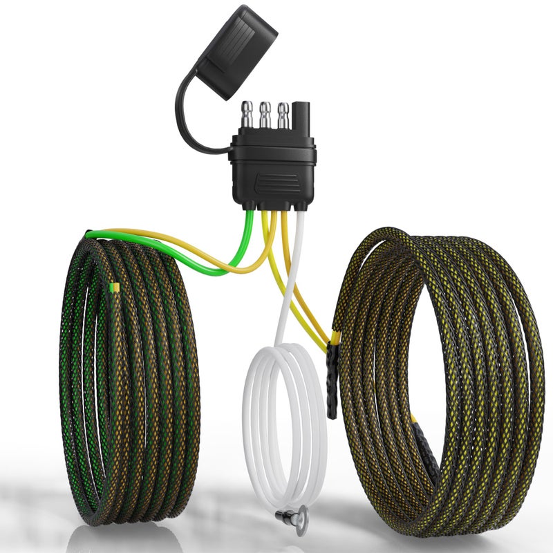 Oyviny 4 Pin 5 Wire Trailer Wiring Harness 22FT for Rewiring BothSide Taillights Pure Copper Wishbond Trailer Light Kit 4 Way Flat 5 Wire Plug wNylon Net Tube Protection