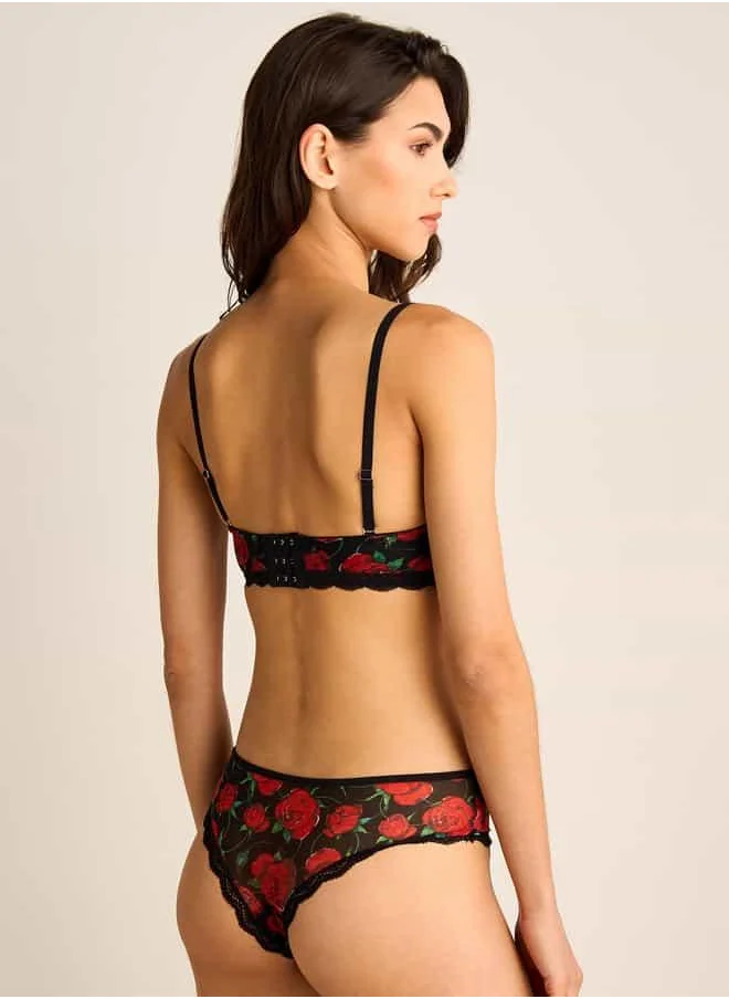 FAV Floral Print Balconette Bra and Briefs Set