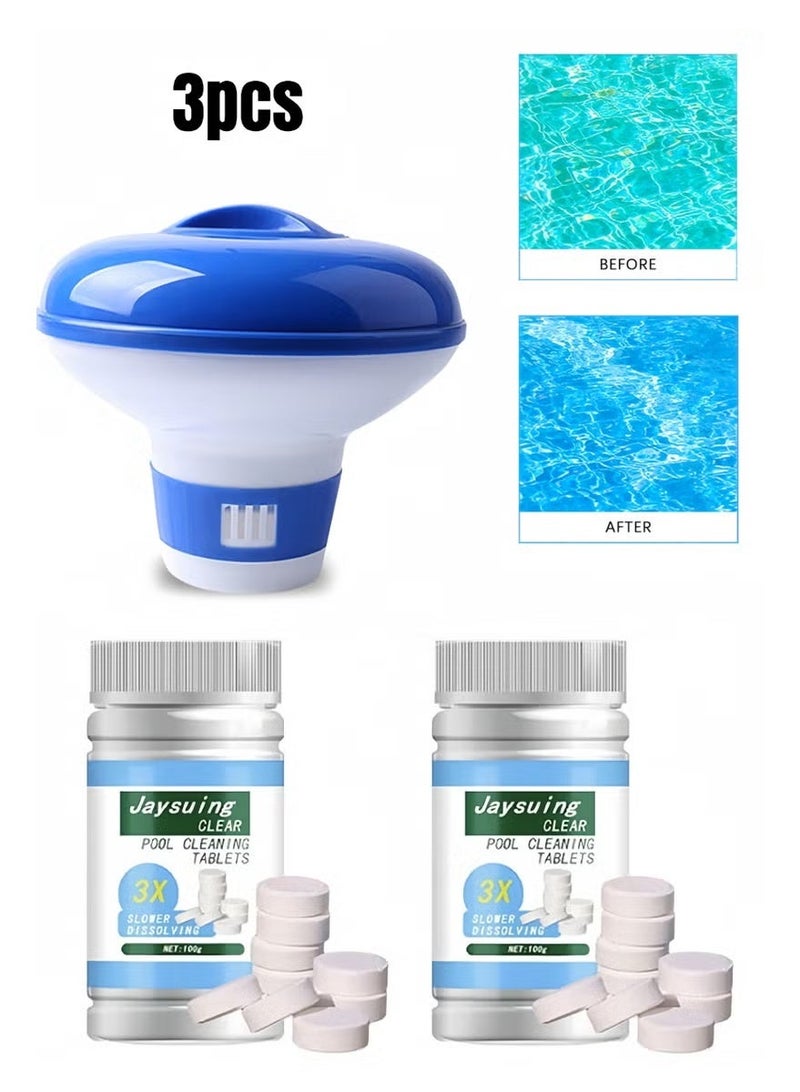 Jaysuing Swimming pool Cleaning Float With 200g Purifier Tablets , Multifunction Chlorinating Tablets and Large Floating Chlorinator, Long Lasting Stabilized Swimming Pool effervescent tablet for Swimming Pools, Hot Tubs - Image 1