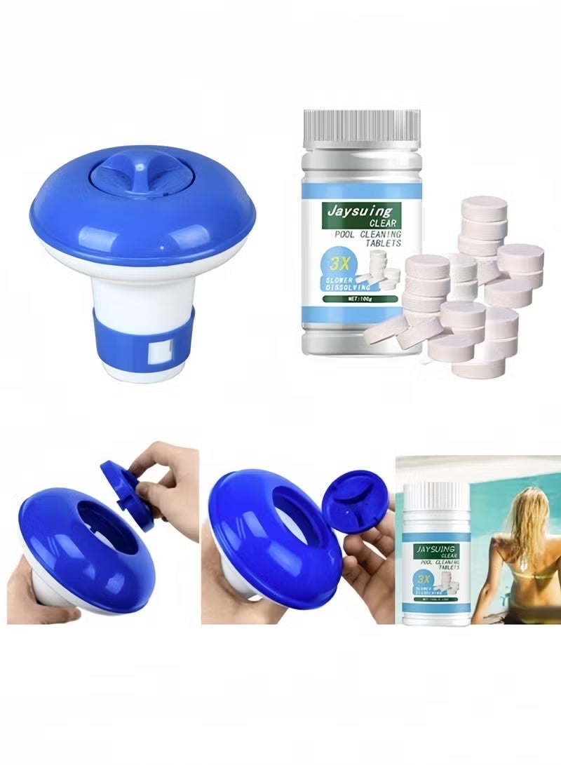 Jaysuing Swimming pool Cleaning Float With 200g Purifier Tablets , Multifunction Chlorinating Tablets and Large Floating Chlorinator, Long Lasting Stabilized Swimming Pool effervescent tablet for Swimming Pools, Hot Tubs - Image 2