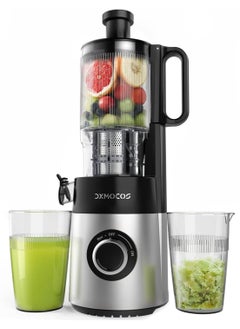 DXMOCOS Slow Juicer, Cold Press Masticating Juicer for Fruits & Vegetables, High Juice Yield, Quiet Motor, Easy to Clean, with Pulp Separation & Juice Cup, Ideal for Healthy Homemade Drinks