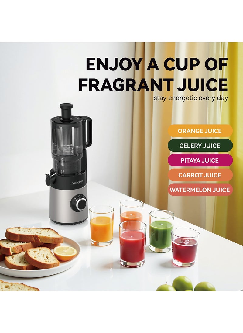 Dxmocos - DXMOCOS Slow Juicer, Cold Press Masticating Juicer for Fruits & Vegetables, High Juice Yield, Quiet Motor, Easy to Clean, with Pulp Separation & Juice Cup, Ideal for Healthy Homemade Drinks - Image 1