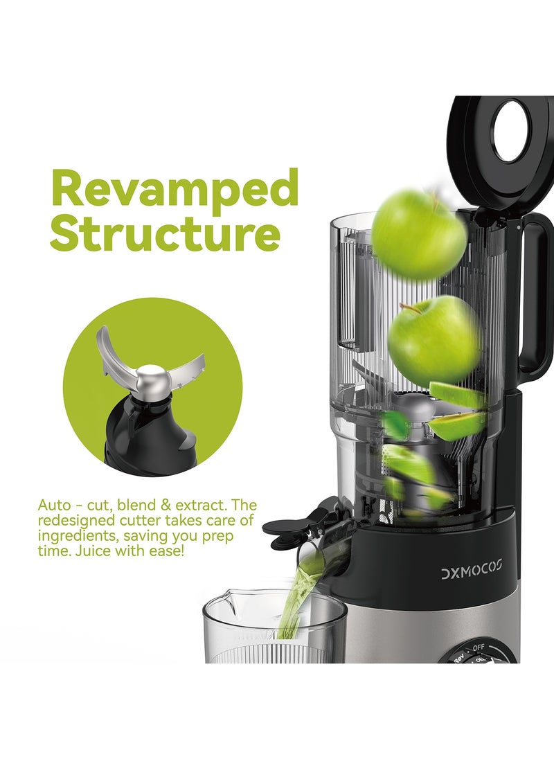 Dxmocos - DXMOCOS Slow Juicer, Cold Press Masticating Juicer for Fruits & Vegetables, High Juice Yield, Quiet Motor, Easy to Clean, with Pulp Separation & Juice Cup, Ideal for Healthy Homemade Drinks - Image 1