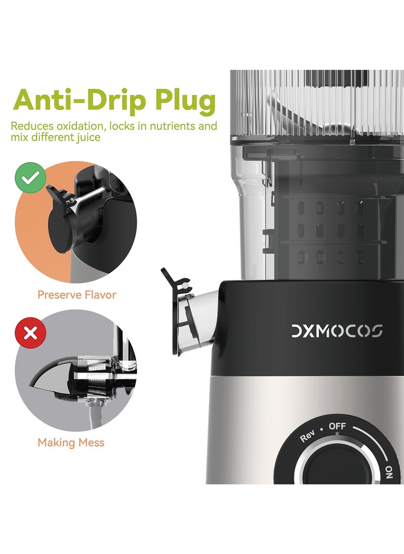 Dxmocos - DXMOCOS Slow Juicer, Cold Press Masticating Juicer for Fruits & Vegetables, High Juice Yield, Quiet Motor, Easy to Clean, with Pulp Separation & Juice Cup, Ideal for Healthy Homemade Drinks - Image 1