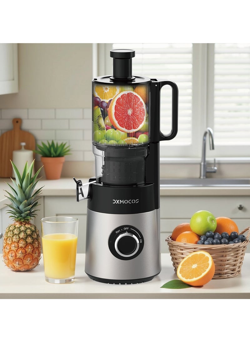 Dxmocos - DXMOCOS Slow Juicer, Cold Press Masticating Juicer for Fruits & Vegetables, High Juice Yield, Quiet Motor, Easy to Clean, with Pulp Separation & Juice Cup, Ideal for Healthy Homemade Drinks - Image 1