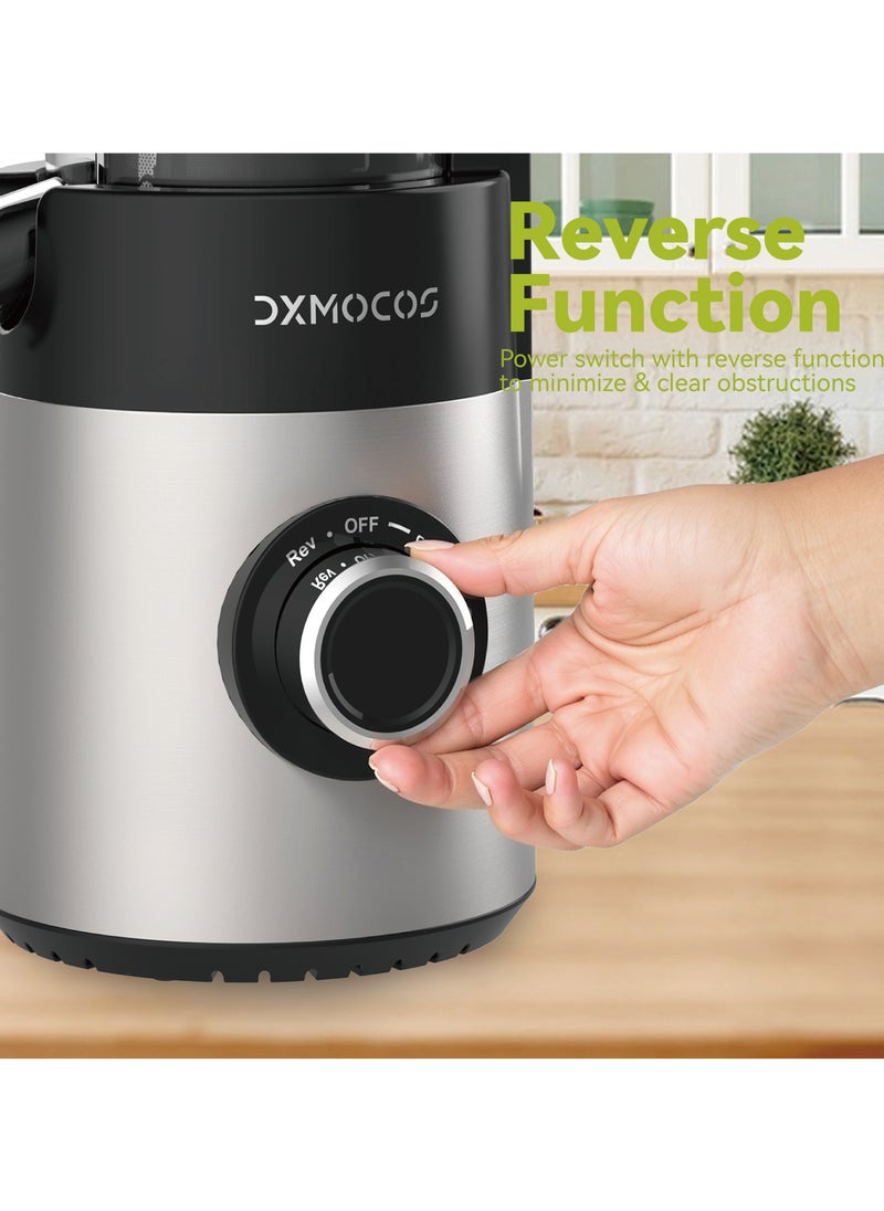 Dxmocos - DXMOCOS Slow Juicer, Cold Press Masticating Juicer for Fruits & Vegetables, High Juice Yield, Quiet Motor, Easy to Clean, with Pulp Separation & Juice Cup, Ideal for Healthy Homemade Drinks - Image 1