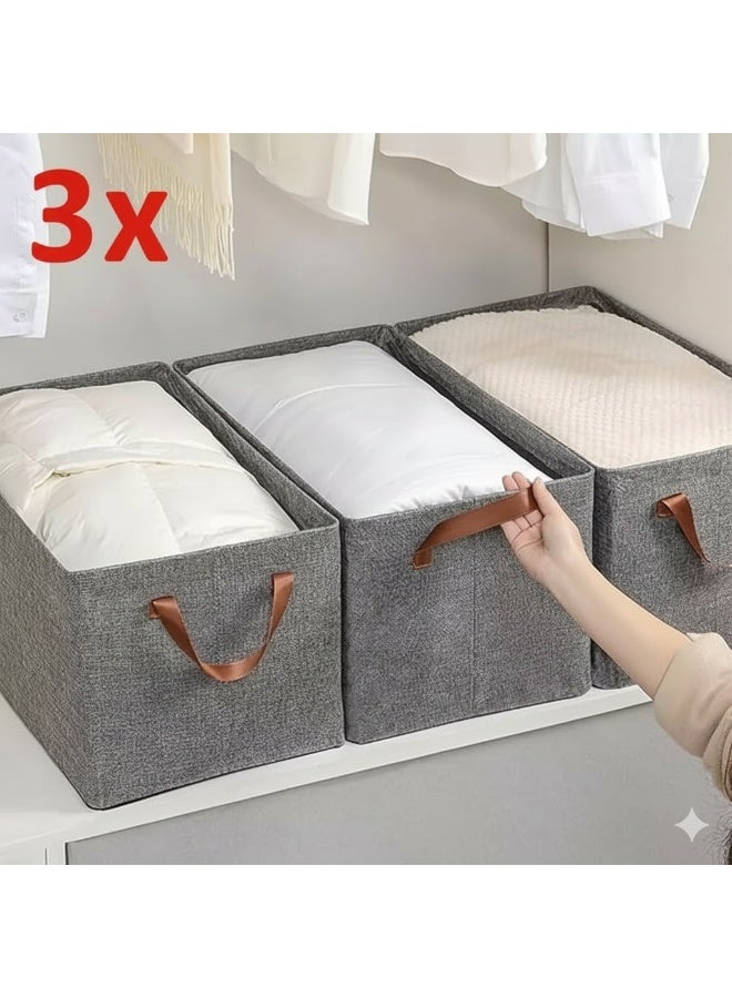 باسيفيك 3 بوكس الدريسنج لينن منظم ملابس  لتنظيم الملابس واغراض الدولاب 30*47 ارتفاع 19 - Image 1