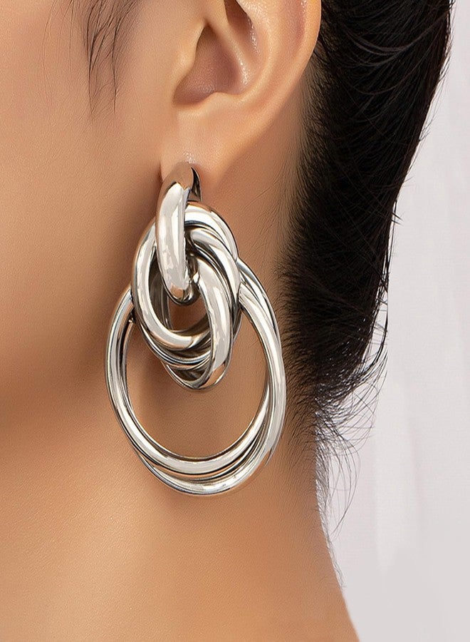 YANCHUN Trendy Chunky Knot Earrings for Women 14K Gold Layered Large Statement Earrings Lightweight Gold Jewelry Birthday Gifts 2025 - Image 3