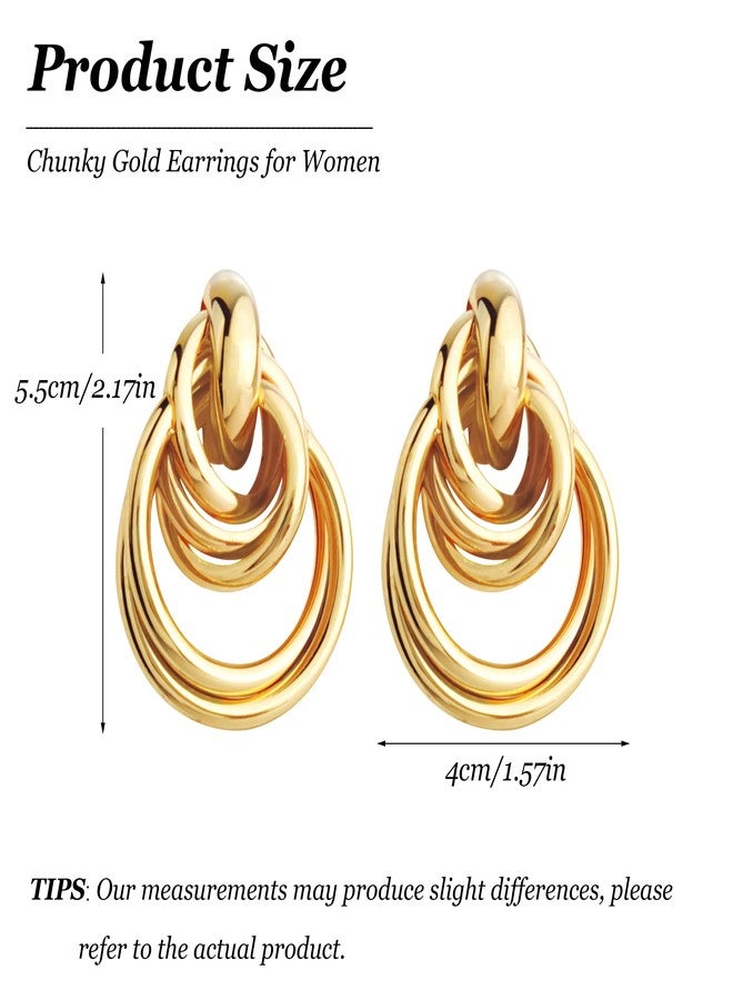 YANCHUN Trendy Chunky Knot Earrings for Women 14K Gold Layered Large Statement Earrings Lightweight Gold Jewelry Birthday Gifts 2025 - Image 4