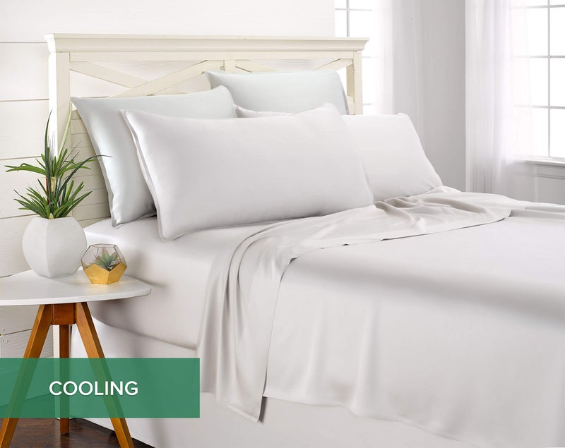 Pure Bamboo Pure Bamboo King Bed Sheet Set  Genuine 100% Organic Viscose Derived from Bamboo  Luxuriously Soft & Cooling  Double Stitching  Lifetime Quality Promise (King  White)  - Image 5