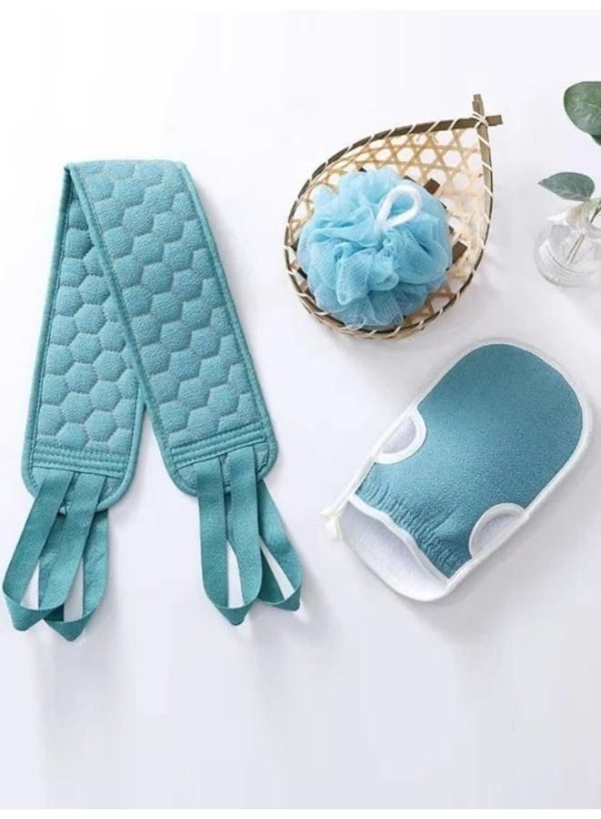 3pcs Body Scrub Tools Bath Sponge Bath Loofah Back Cleaner Exfoliating Gloves - Image 1
