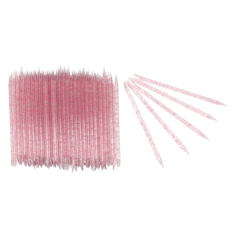 100pcs Disposable Nail Cuticle Pusher Double End Cuticle Manicure Pedicure SticksRose Red - Image 1