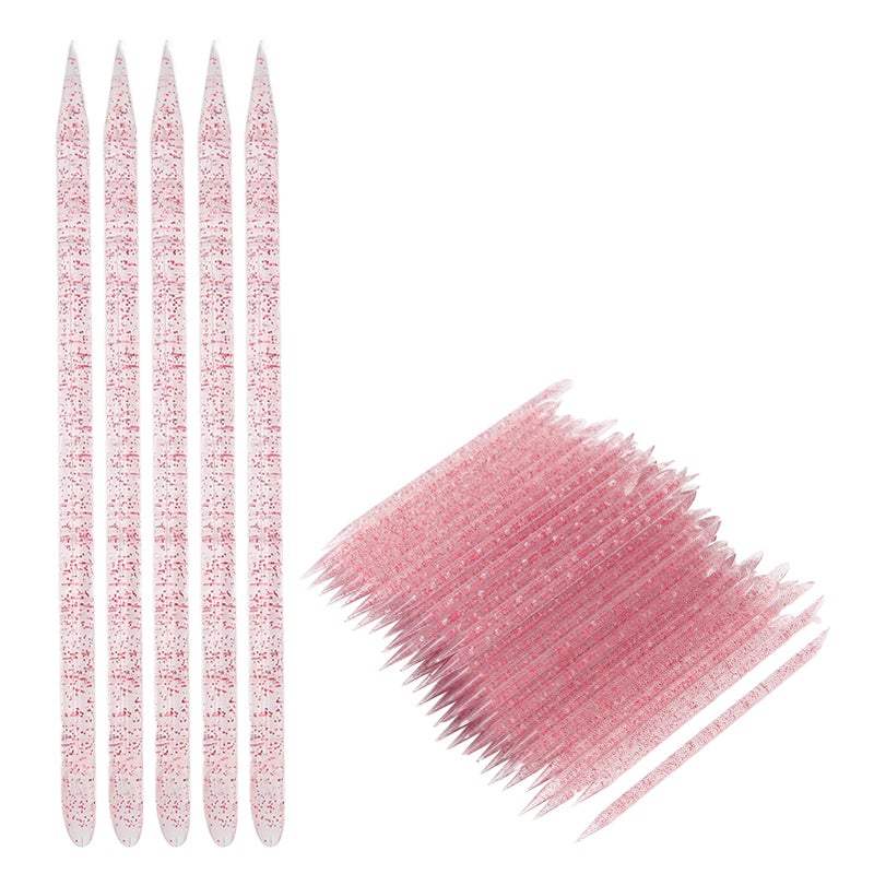 100pcs Disposable Nail Cuticle Pusher Double End Cuticle Manicure Pedicure SticksRose Red - Image 4