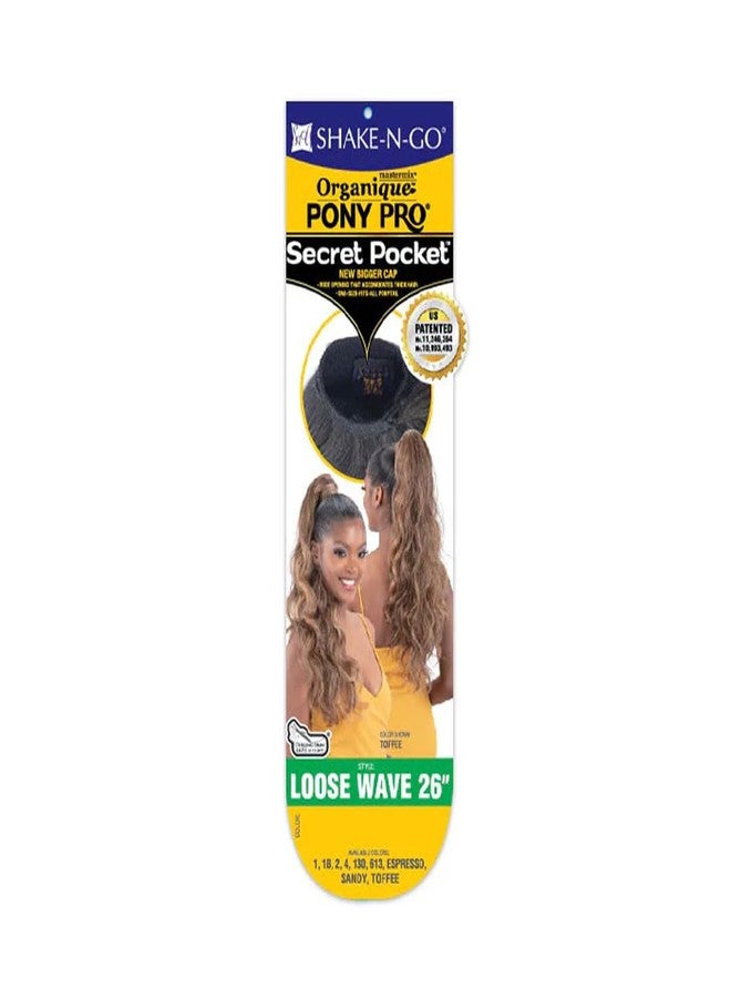 Shake-N-Go Organique Pony Pro Secret Pocket Ponytail - Loose Wave 26" (Color:1 JET BLACK) - Image 5