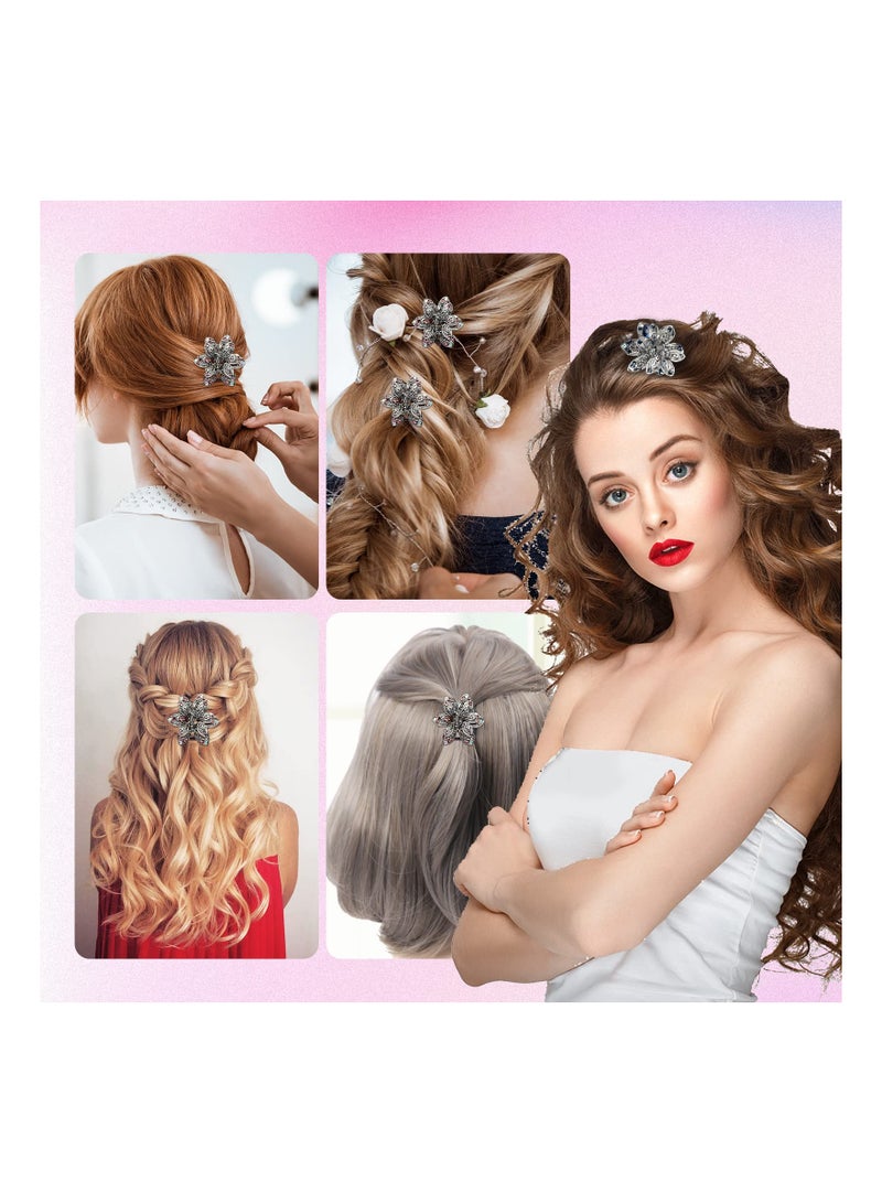 Excefore Mini Metal Floral Jaw Clips, 3 Pcs Vintage Metal Rhinestone Claw Hair Clip Non-Slip Flower Barrette Accessories for Women Girls - Image 5