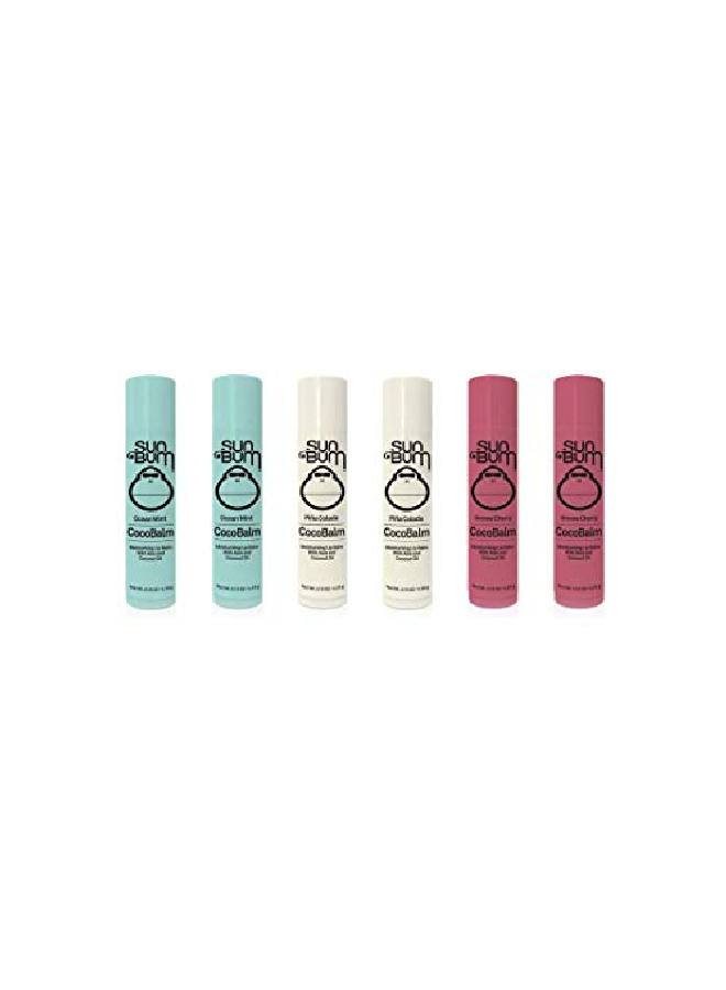 Sun Bum Cocobalm | Vegan And Cruelty Free Moisturizing Lip Balm With Aloe And Coconut Oil | Pina Colada Ocean Mint Groove Cherry (.15 Oz) | Pack Of 6 (2 Of Each Flavor) - Image 2
