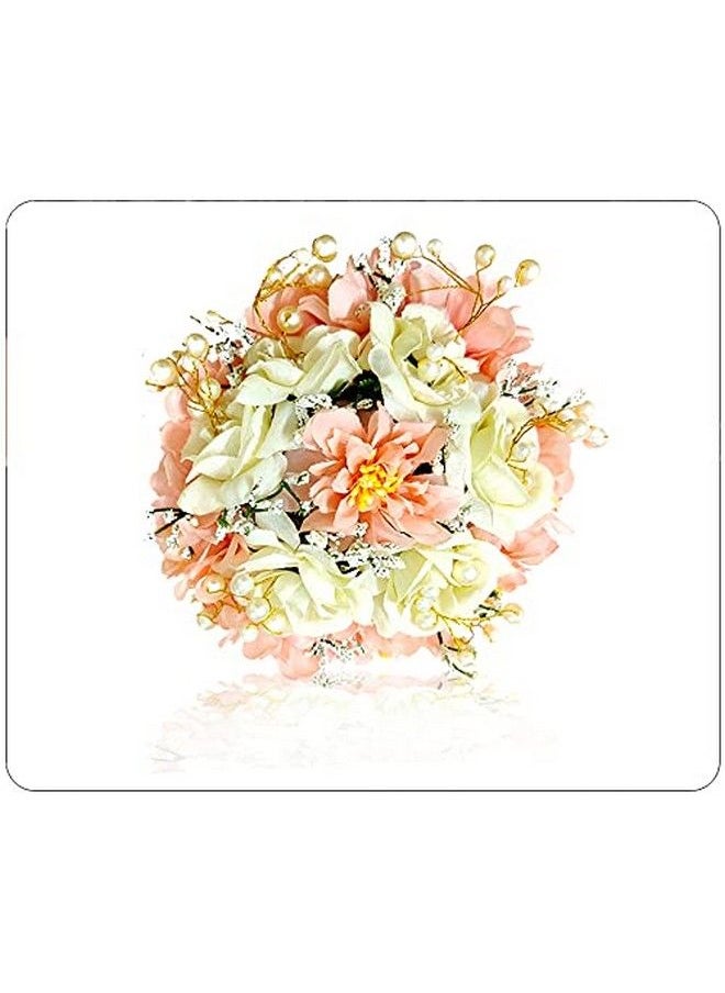 Hair Flare Artificial Rose Flowers Pearl Hairpin/Judapin/Juda Bun For Wedding Bridal Hair Accessories For Women And Girls 2256 Peach Pack Of 1  - Image 4