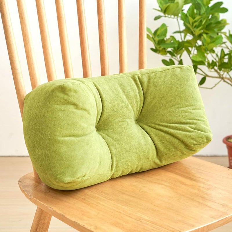 Tazweeq Lumbar Support Pillow - Green Velvet Back Cushion for Pain Relief - Image 1