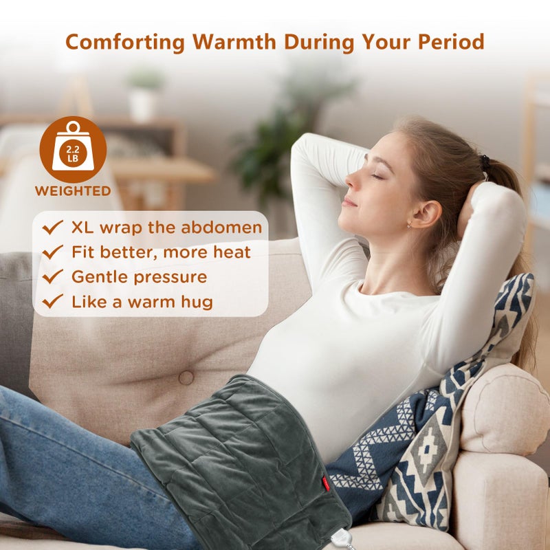 Comfytemp Weighted Heating Pad for Back & Period, FSA Eligible Electric Heat Pad, Birthday Gifts for Women Men Mom Dad & Mother Day Gift, 2.2 lb HSA Neck Shoulder Heated Pad, 2H Auto-Off, 12x24, Gray - Image 2