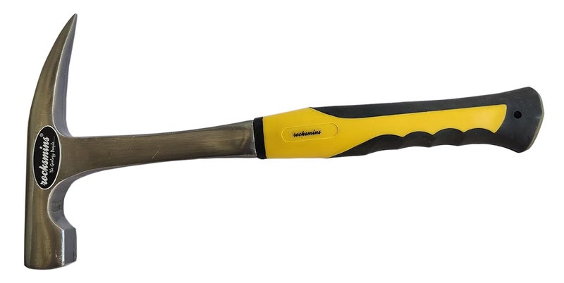 Rocksmins مطرقة جيولوجية (2 قطعة) مقبض أصفر وأسود من الصلب الكربوني مستورد 900-950 جرام تقريبًا 12 بوصة مقاومة للصدمات مقبض مطاطي معدني للجيولوجيين والهندسة والتعدين - Image 5