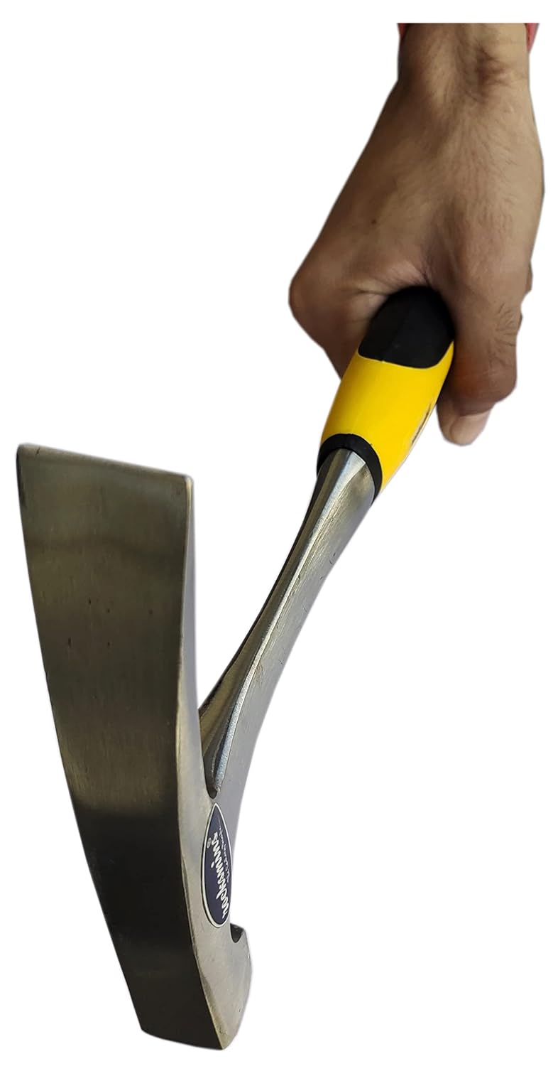 Rocksmins مطرقة جيولوجية (2 قطعة) مقبض أصفر وأسود من الصلب الكربوني مستورد 900-950 جرام تقريبًا 12 بوصة مقاومة للصدمات مقبض مطاطي معدني للجيولوجيين والهندسة والتعدين - Image 4
