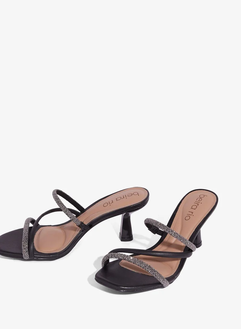 Beira Rio Black Block Heel Sandals for Women – Stylish Ladies Heels Sandals for Everyday Wear for Women | Best Price UAE