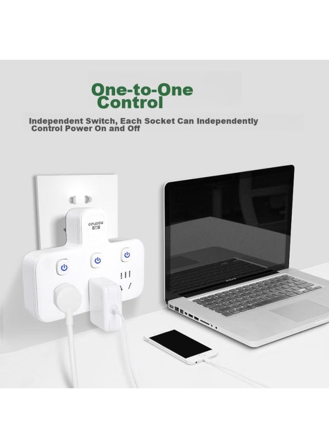 Delipow Multi-functional Power Strip Converter, One-to Converter With Independent Switches/usb Ports/wireless Power Strip - Image 1