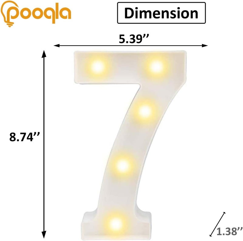 بوكلا حروف وأرقام LED زخرفية مضيئة من ، لافتة أرقام ماركي بلاستيكية بيضاء لتزيين الحفلات والزفاف تعمل بالبطارية (7) - Image 3