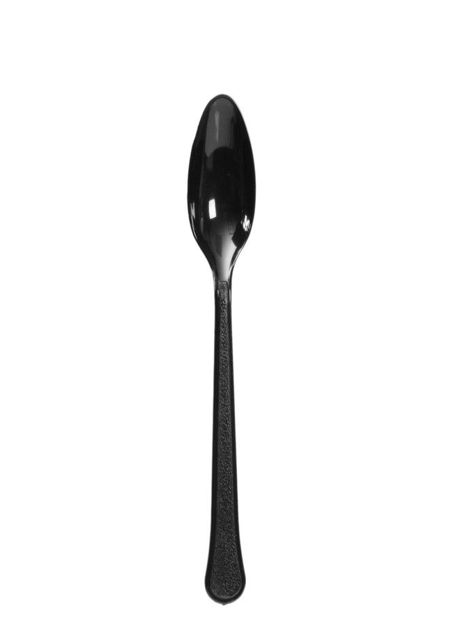 Amscan 8018.10 Premium Heavy Weight Plastic Spoons Party Supply, Pack of 50, Jet Black