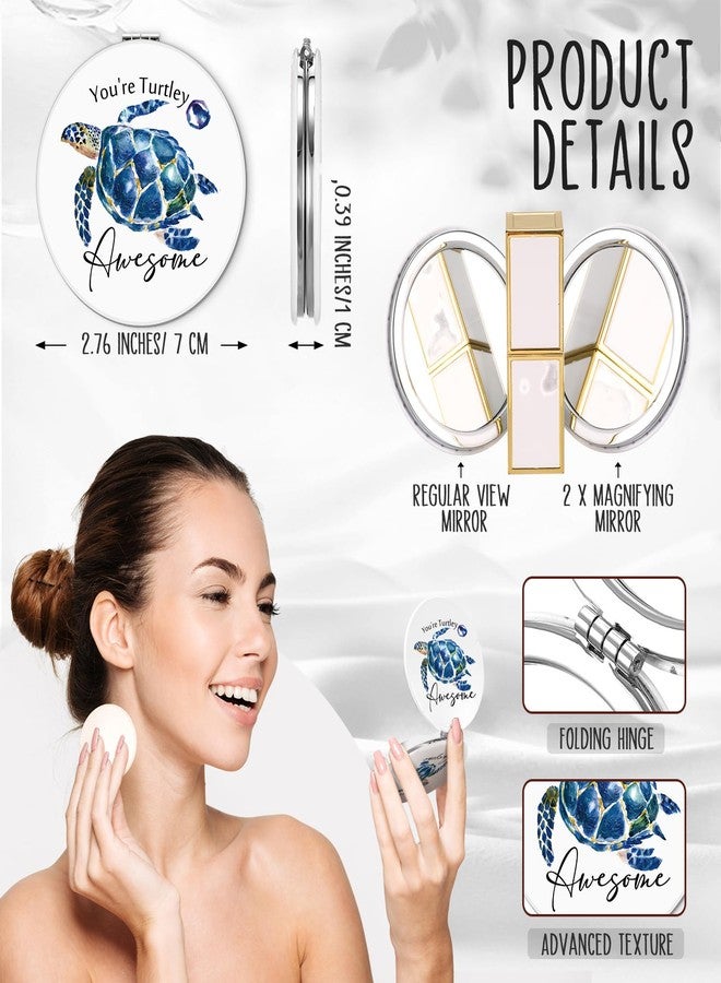 Leinuosen 6 Pcs Inspirational Compact Mirror Bulk You're Awesome Appreciation Fun Pun Animal Thank You Gift Round Makeup Mirror for Women Employee Coworker Staff Teacher Nurse Assistant - Image 2