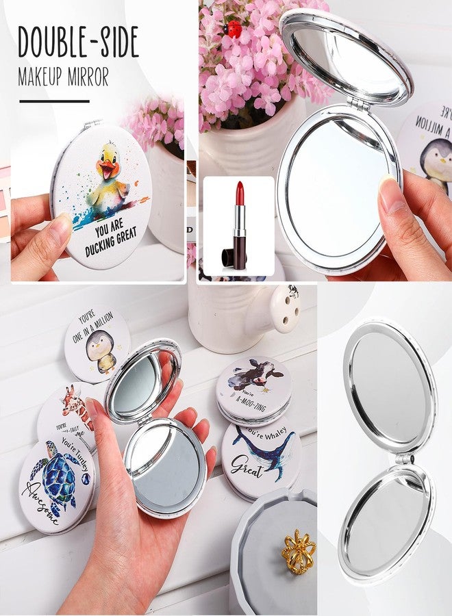 Leinuosen 6 Pcs Inspirational Compact Mirror Bulk You're Awesome Appreciation Fun Pun Animal Thank You Gift Round Makeup Mirror for Women Employee Coworker Staff Teacher Nurse Assistant - Image 5