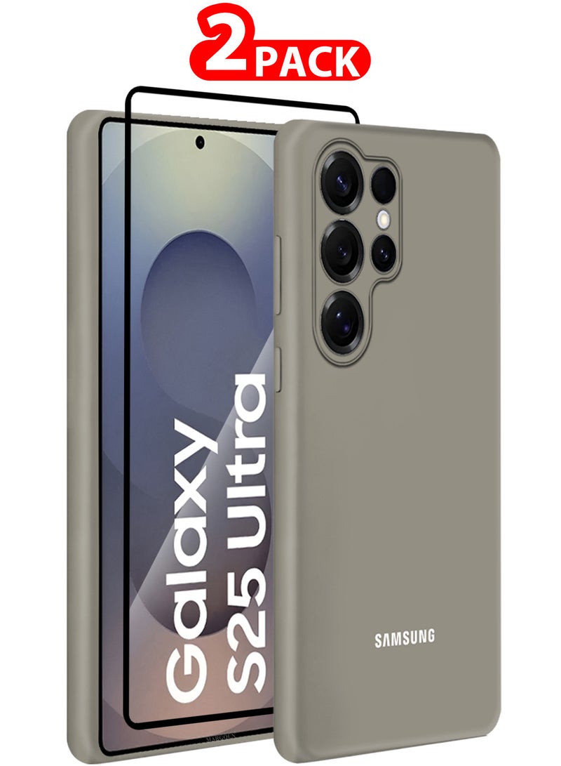 CATANES (for Samsung Galaxy S25 Ultra) 2Packs, Case Cover Ultra-Durable Soft Silicone Protective with Precise Cutouts and Anti-Slip Grip with Shock Proof Screen Protector -Titanium Grey - Image 1