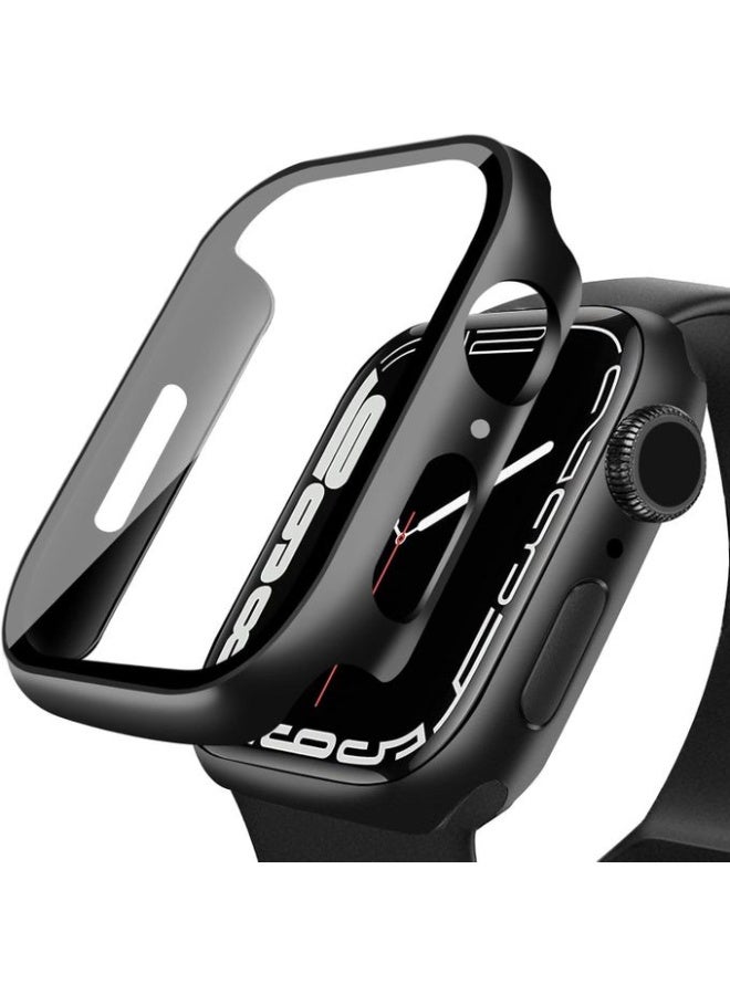 واقي شاشة Apple Watch - متوافق مع Series 11 مقاس 42 مم، غطاء كامل صلب من البولي كربونات فائق النحافة، حماية كاملة (42 مم - أسود) - Image 1
