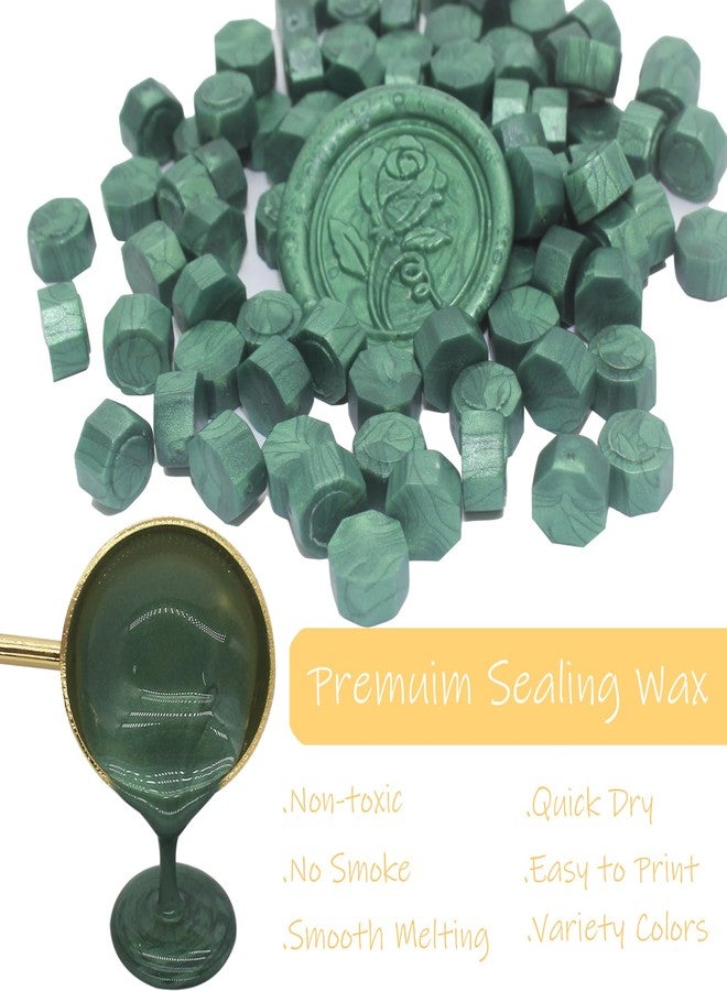 Andotopee 600pcs Pine Green Wax Seal Beads, Premium Sealing Wax Beads for Stamp Seals, Octagon Wax Pellets Refill Pack for Wax Seal Kit, Wedding Invitation Decor, Letter Envelope Seal, DIY Crafts - Image 3