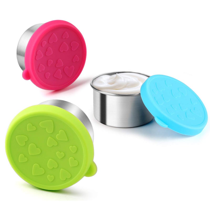 FANGSUN FANGSUN Dressing Containers to Go for Condiments Salad Dressing Dips Snacks Stainless Steel Dipping Sauce Cups Fits in Bento Box for Lunch Mini Food Storage Containers with Lid Multicolor 