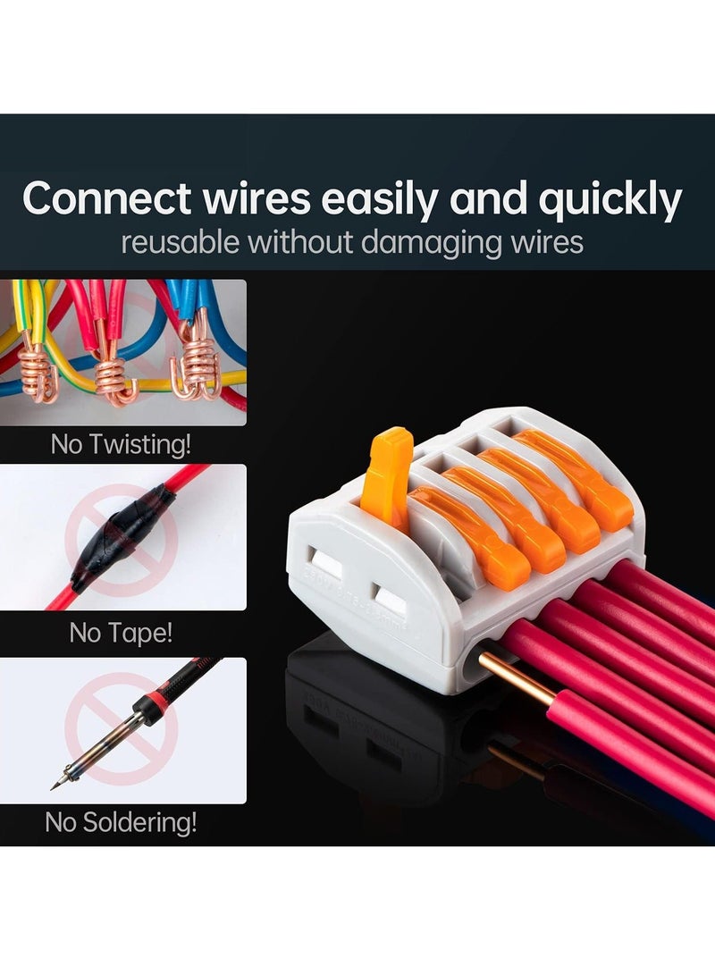 141Pcs Lever Wire Connectors, Compact Splicing Conductor Connector for Solid Stranded Flexible Wires 28-12 AWG Orange - Image 2