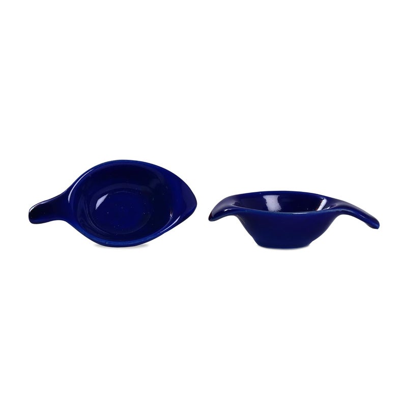 Caffeine Ceramic Handmade Glossy Blue Dip and Sauce Set of 12 - Image 2