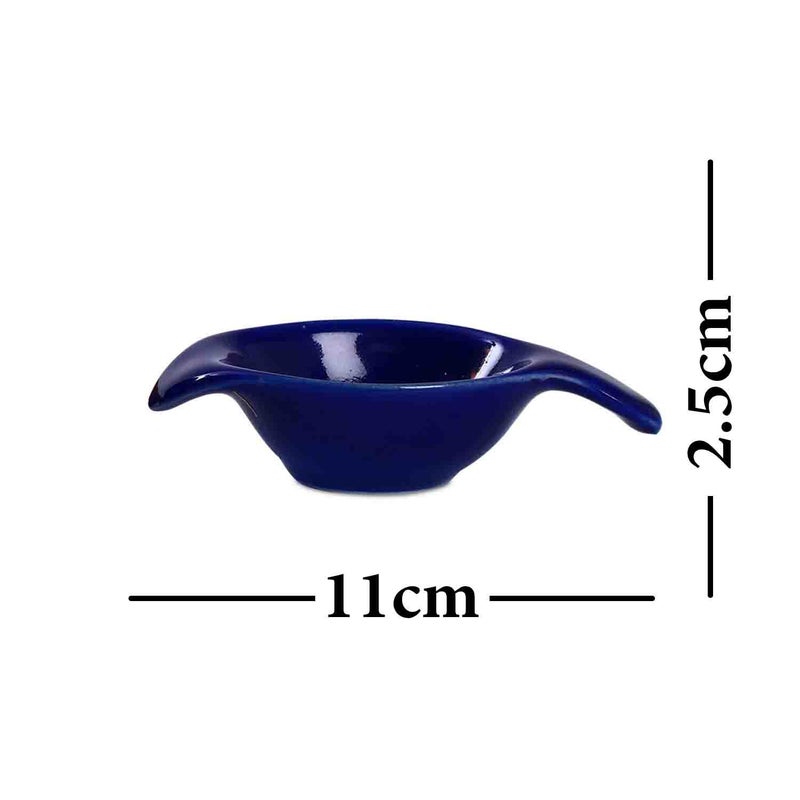 Caffeine Ceramic Handmade Glossy Blue Dip and Sauce Set of 12 - Image 3