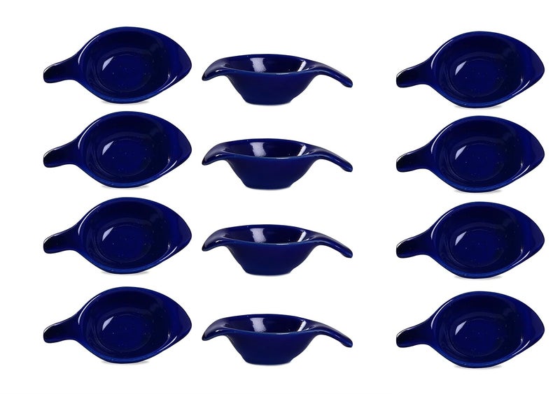 Caffeine Ceramic Handmade Glossy Blue Dip and Sauce Set of 12 - Image 1
