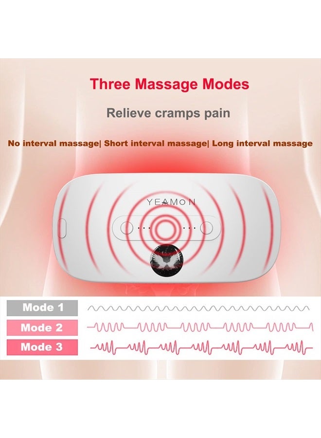 Yeamon Portable Cordless Heating Pad for Cramps, Electric Waist Belt Device, Fast with 3 Heat Levels and Massage Modes, Back or Belly Women Girl(White) - Image 4