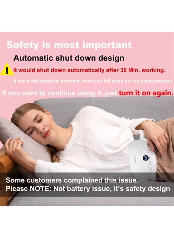 Yeamon Portable Cordless Heating Pad for Cramps, Electric Waist Belt Device, Fast with 3 Heat Levels and Massage Modes, Back or Belly Women Girl(White) - Image 2