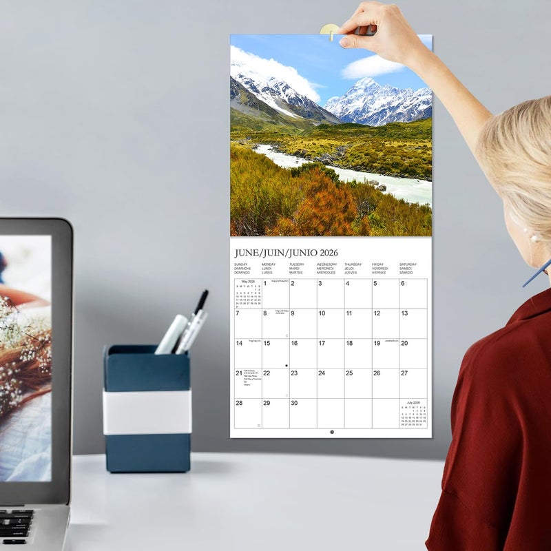 Tuun Fuplan Calendar 2026 - Wall Calendar from January 2026 to December 2026, 3 Languages(English,French,Spanish), 2026 Calendar with Holiday Marked, Premium Paper for Organizing, 12'' x 12'', National Park-C - Image 5