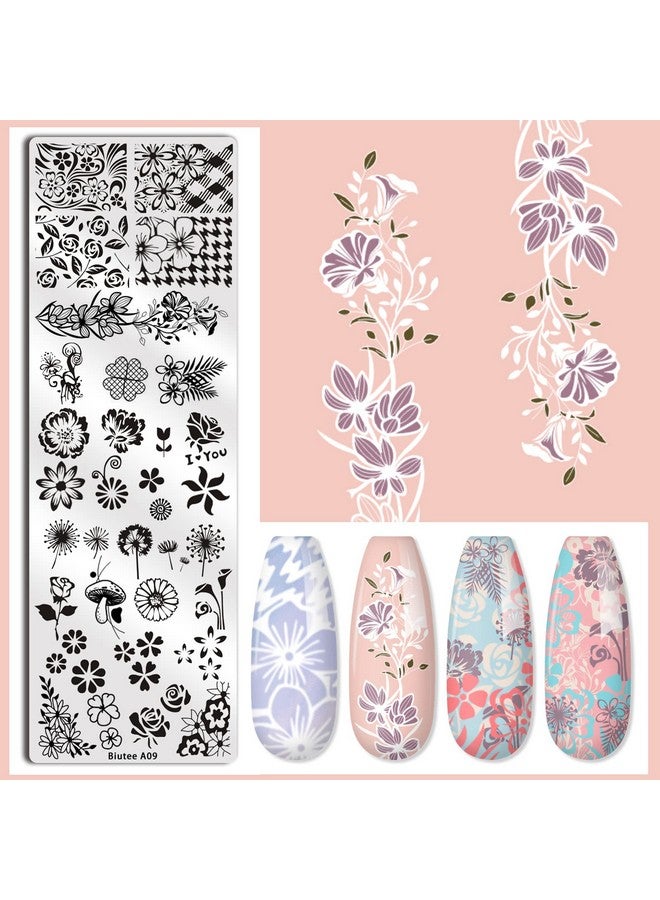 بيوتي مجموعة لوحات ختم الأظافر 10 قطعة مسمار الفن الختام مكشطة هدية صندوق ختم الأظافر قالب عدة الدانتيل زهرة فراشة ستار تصميم مسمار صورة لوحة - Image 5