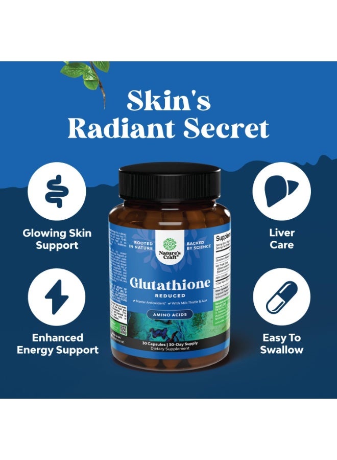 Natures Craft Reduced Glutathione Supplement with Milk Thistle - 500 mg per Serving Pure L Glutathione with Alpha Lipoic Acid & Milk Thistle Silymarin for Skin Radiance, Liver Support & Immune Support - 30 Count - Image 3