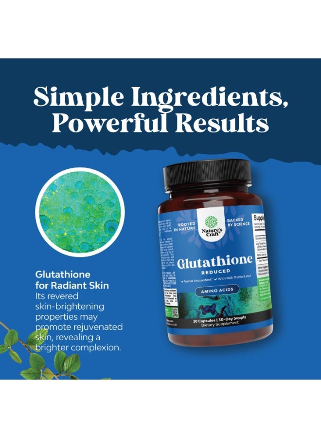 Natures Craft Reduced Glutathione Supplement with Milk Thistle - 500 mg per Serving Pure L Glutathione with Alpha Lipoic Acid & Milk Thistle Silymarin for Skin Radiance, Liver Support & Immune Support - 30 Count - Image 5